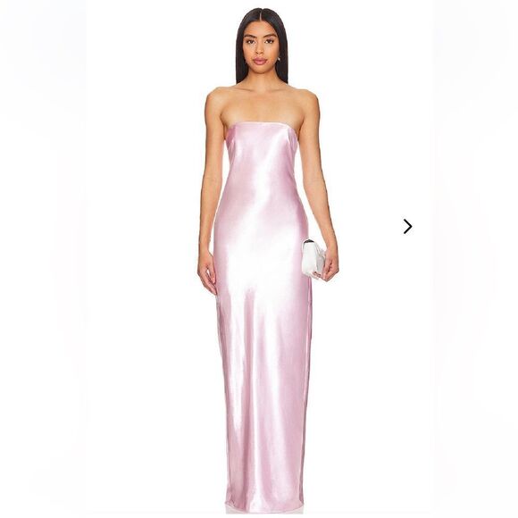 Lovers + Friends Dresses & Skirts - Lovers + Friends Satin Strapless Maxi Dress in Light Pink
